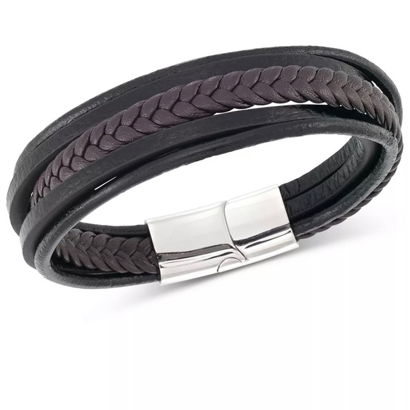 Other - New Men stain still and leather bracelet